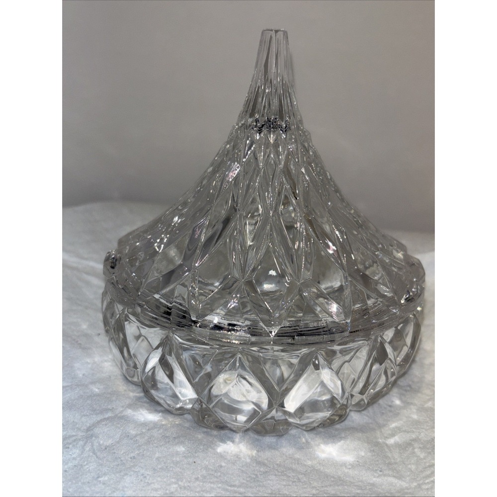 Candy Dish Cut Glass Hershey Kiss ‎ VTG 1994 HFC Chocolate Drop Crystal Trinket